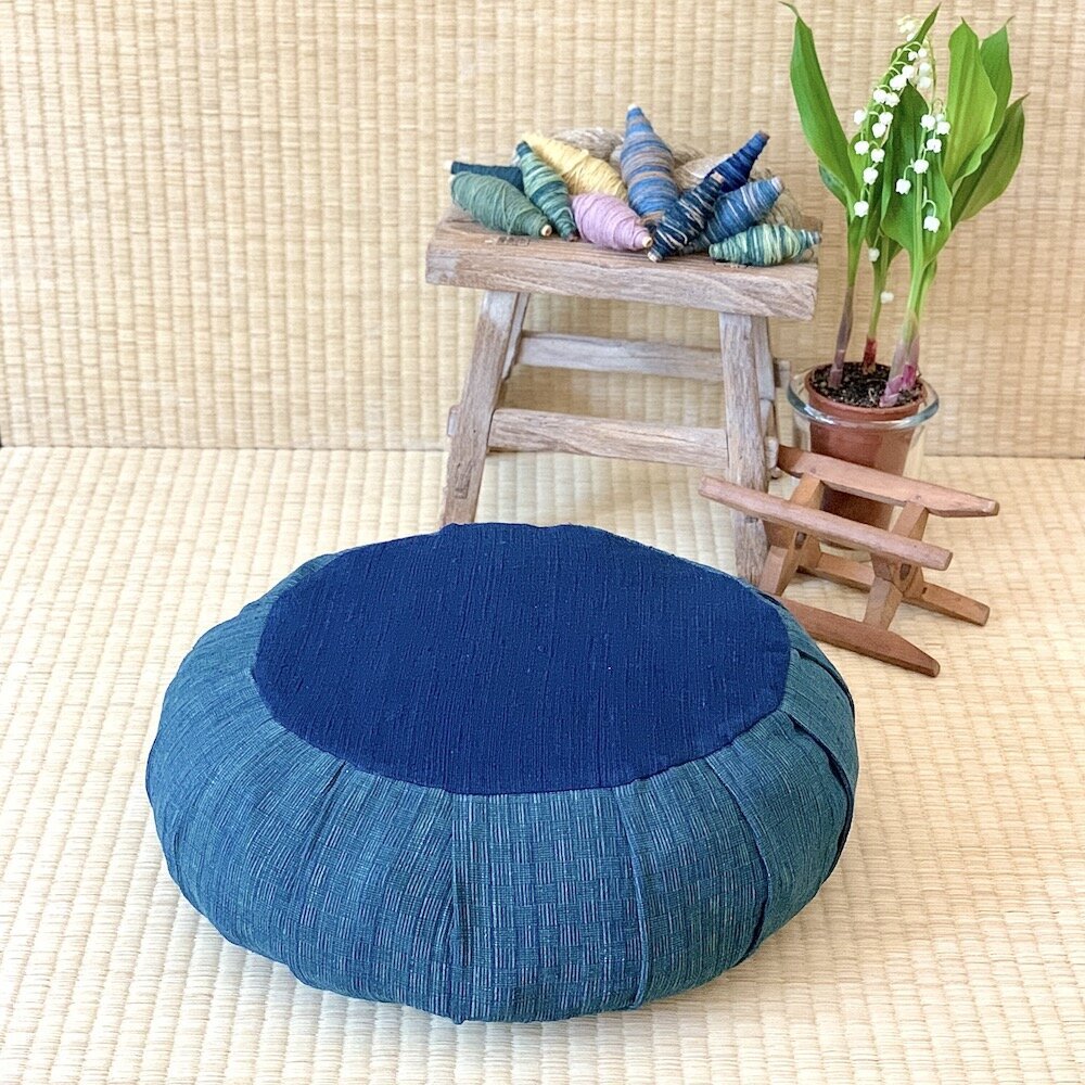 Zafu confort bleu indigo+vert manguier