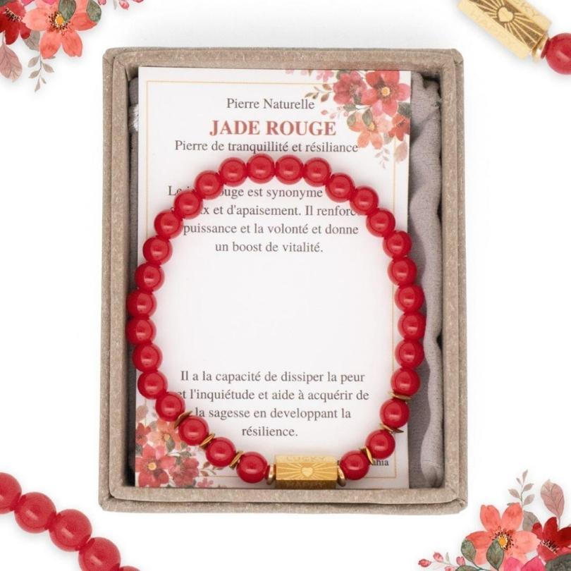 Bracelet jade rouge caixa