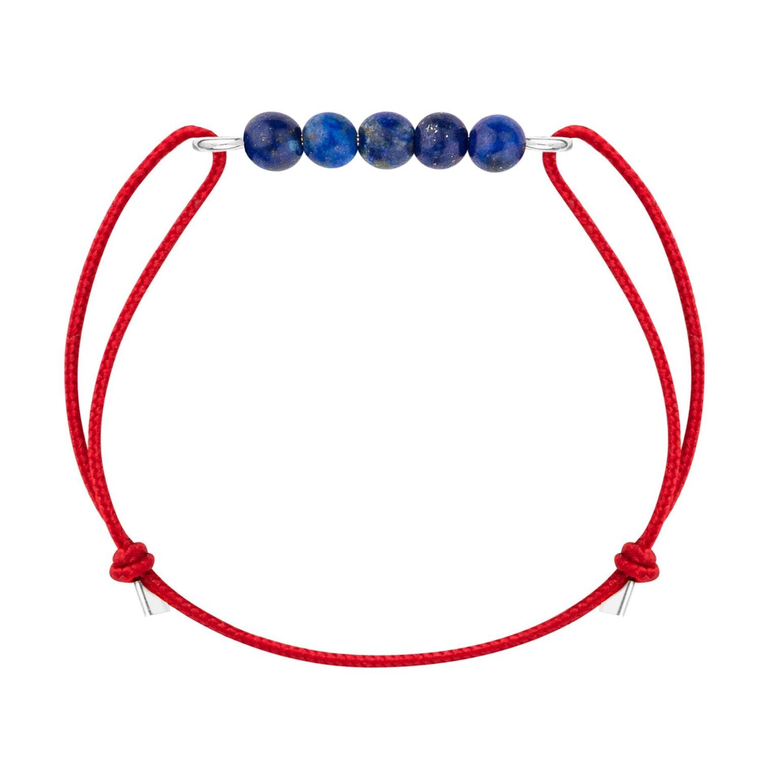 Bracelet lapis lazuli & cordon rouge