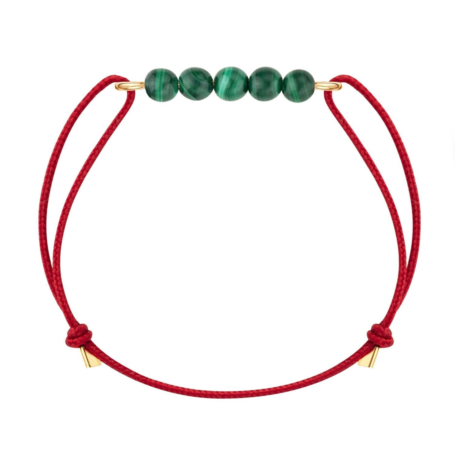 Bracelet malachite & cordon rouge