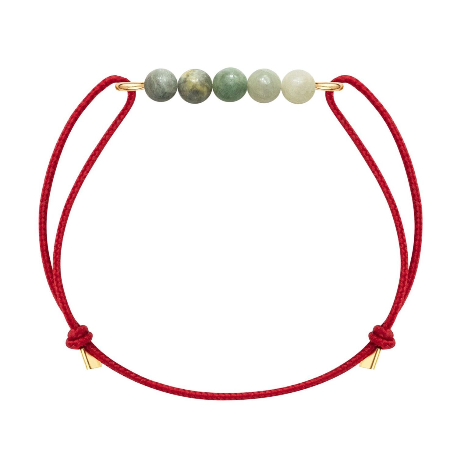 Bracelet jade & cordon rouge