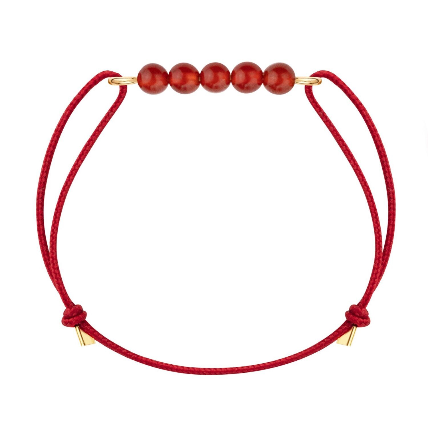 Bracelet cornaline & cordon rouge