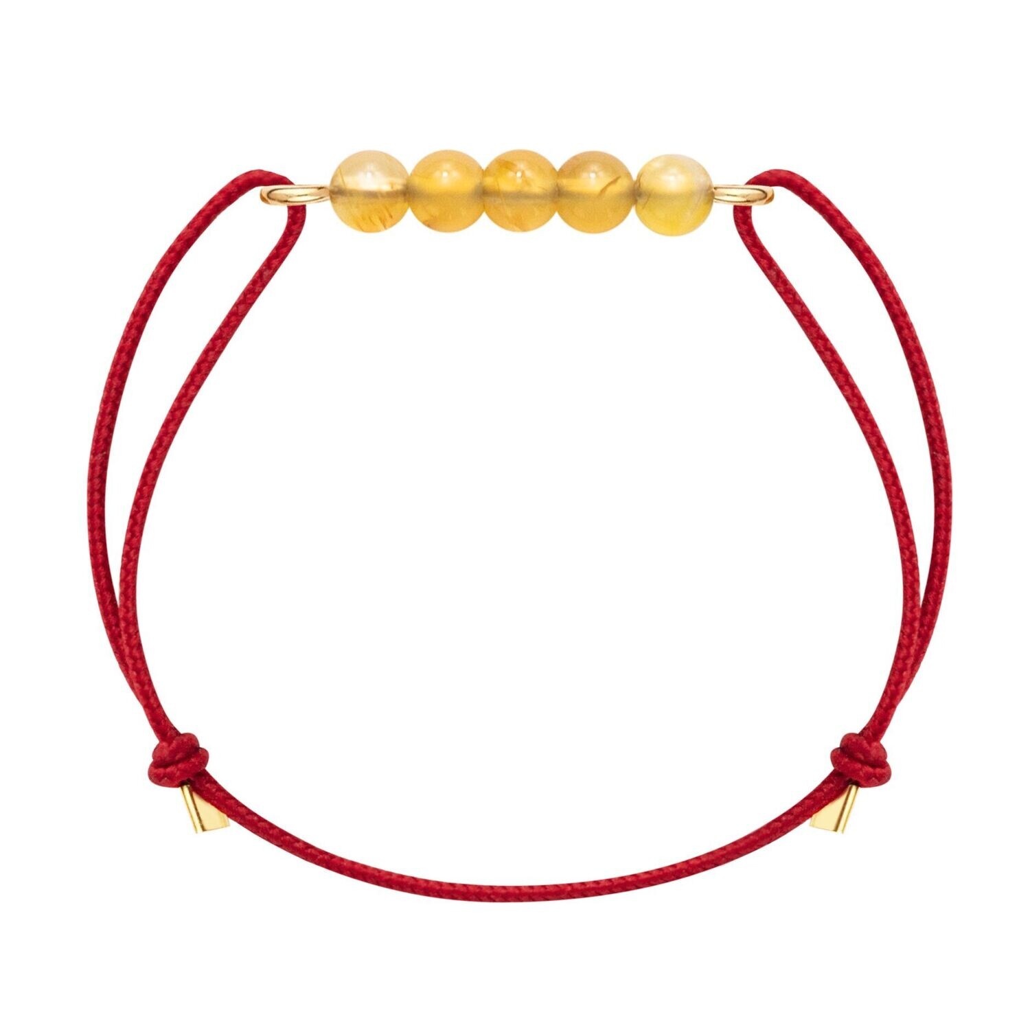 Bracelet citrine & cordon rouge