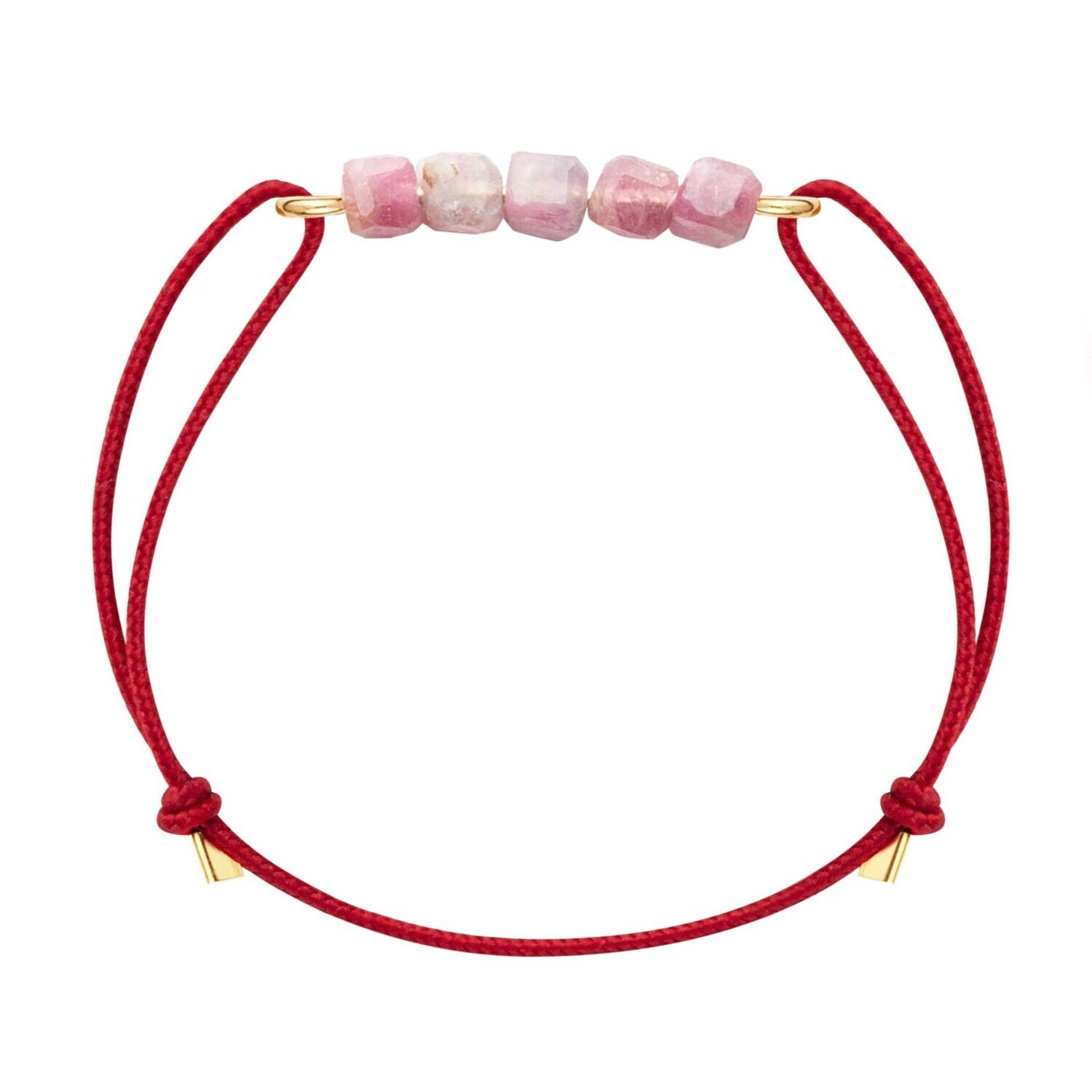 Bracelet tourmaline rose & cordon rouge