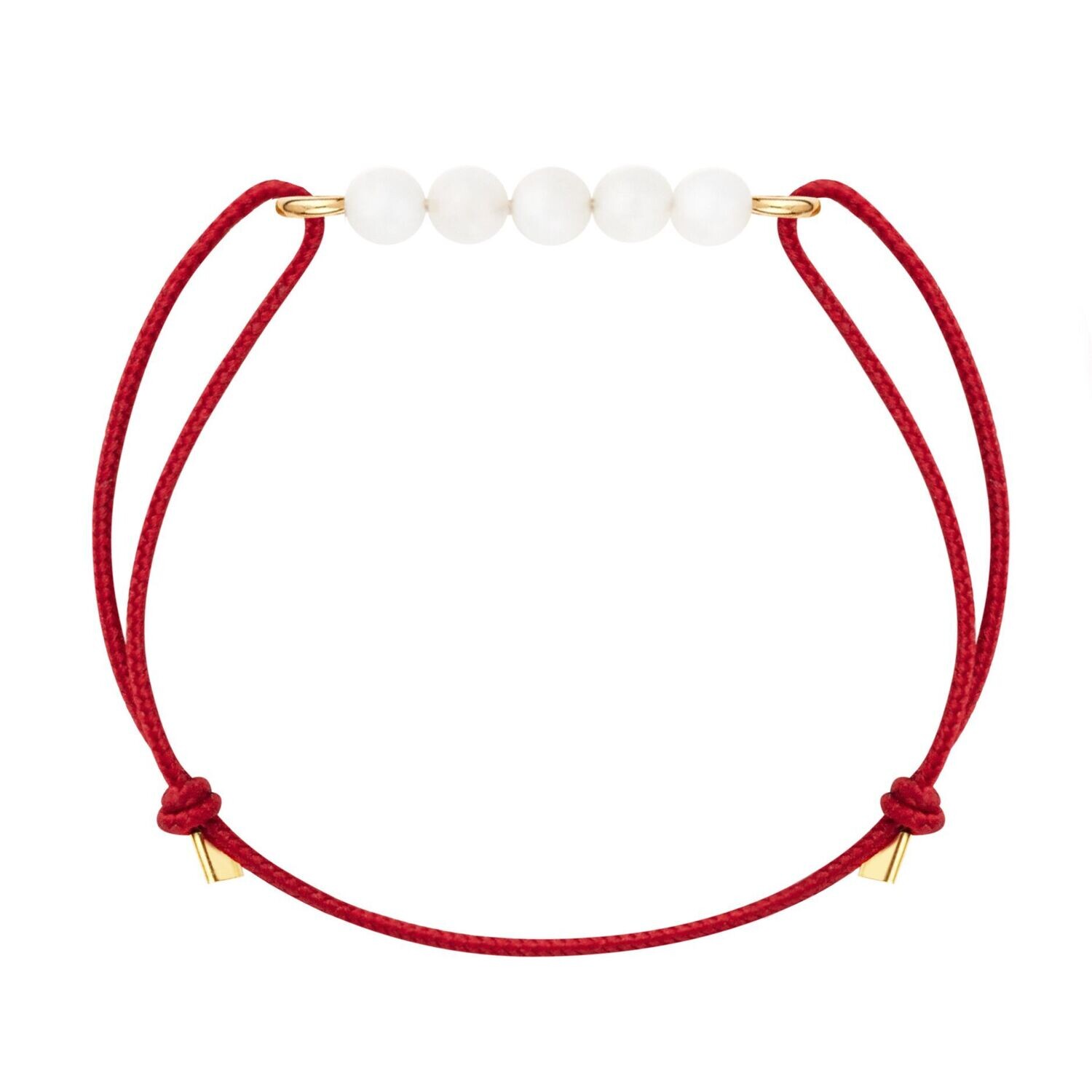 Bracelet pierre de lune & cordon rouge