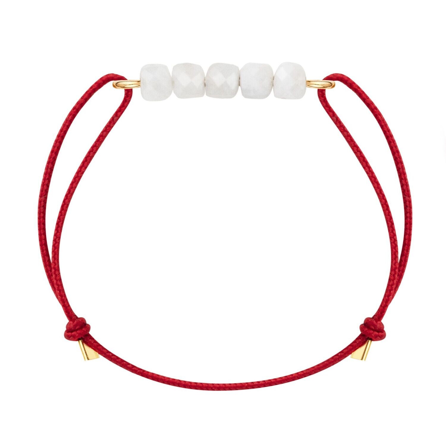 Bracelet pierre de lune 2 & cordon rouge