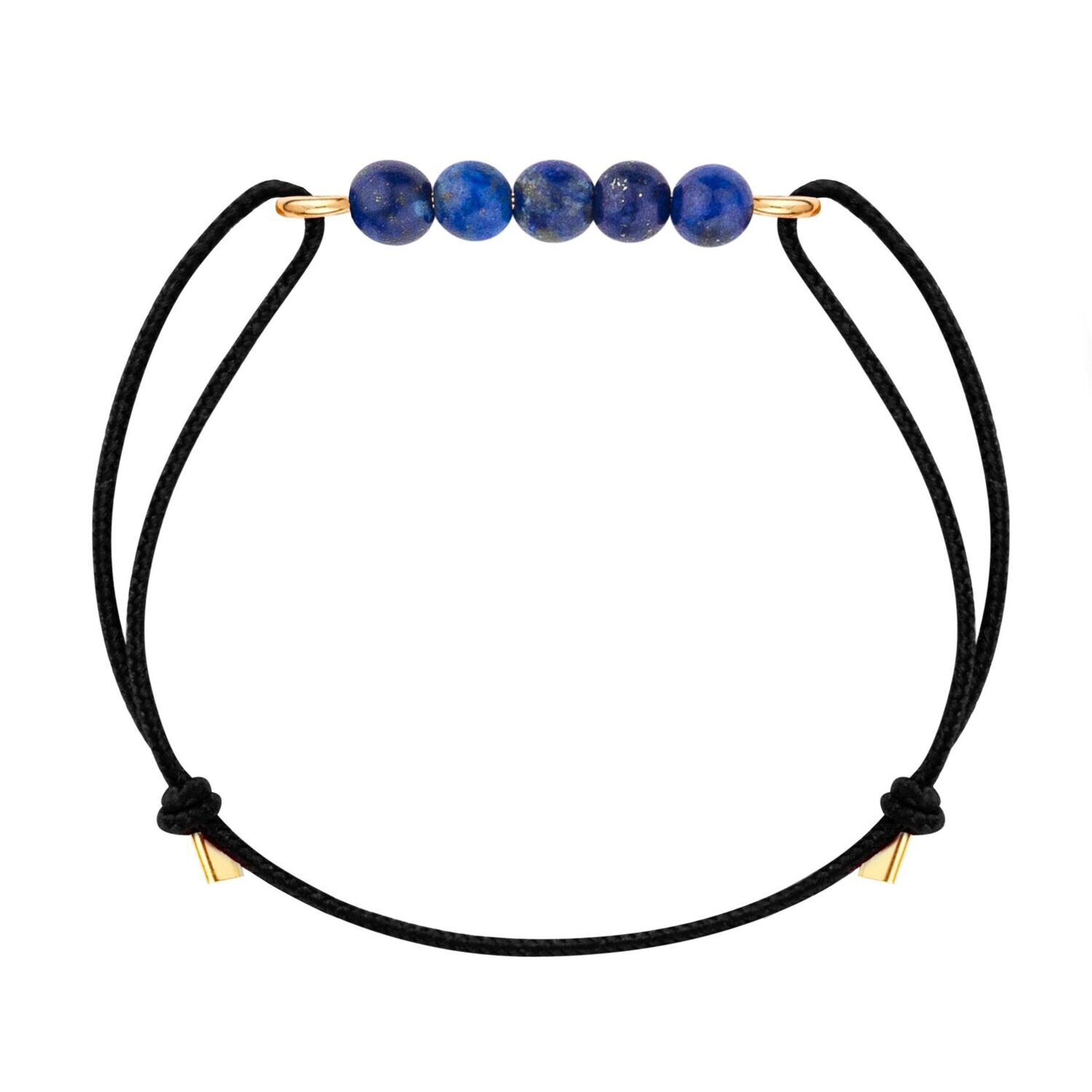 Bracelet lapis lazuli & cordon noir