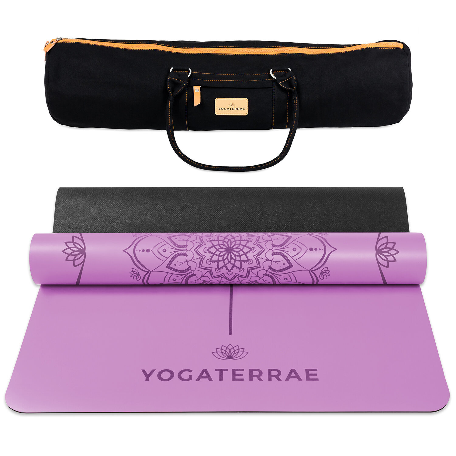 Tapis de yoga violet pu-caoutchouc + sac