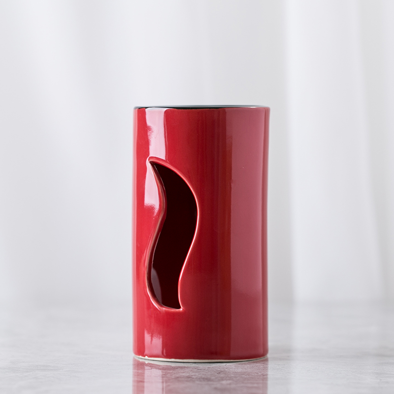 Brûle-parfum rouge en céramique émaillée