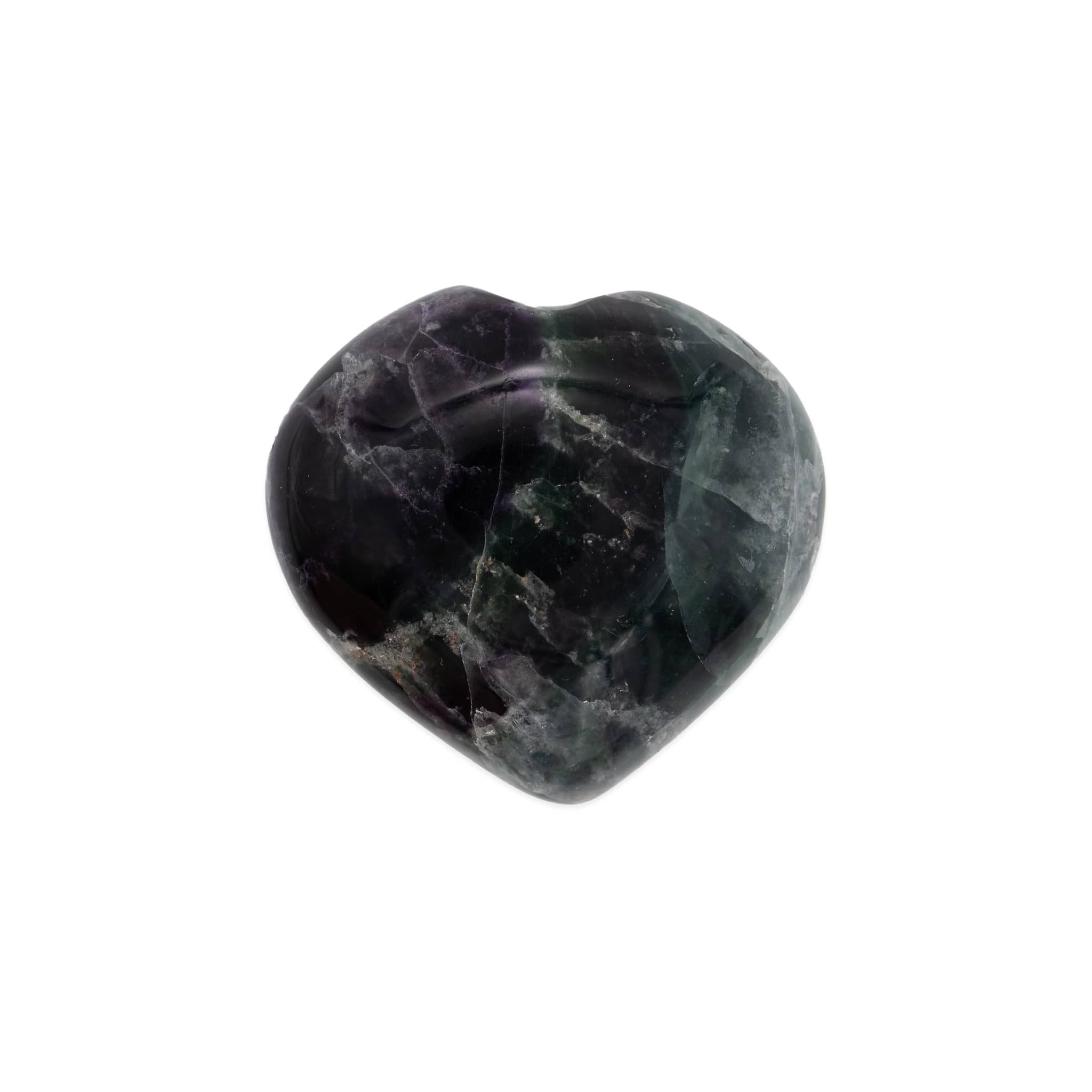 Coeur poli en pierre fluorite