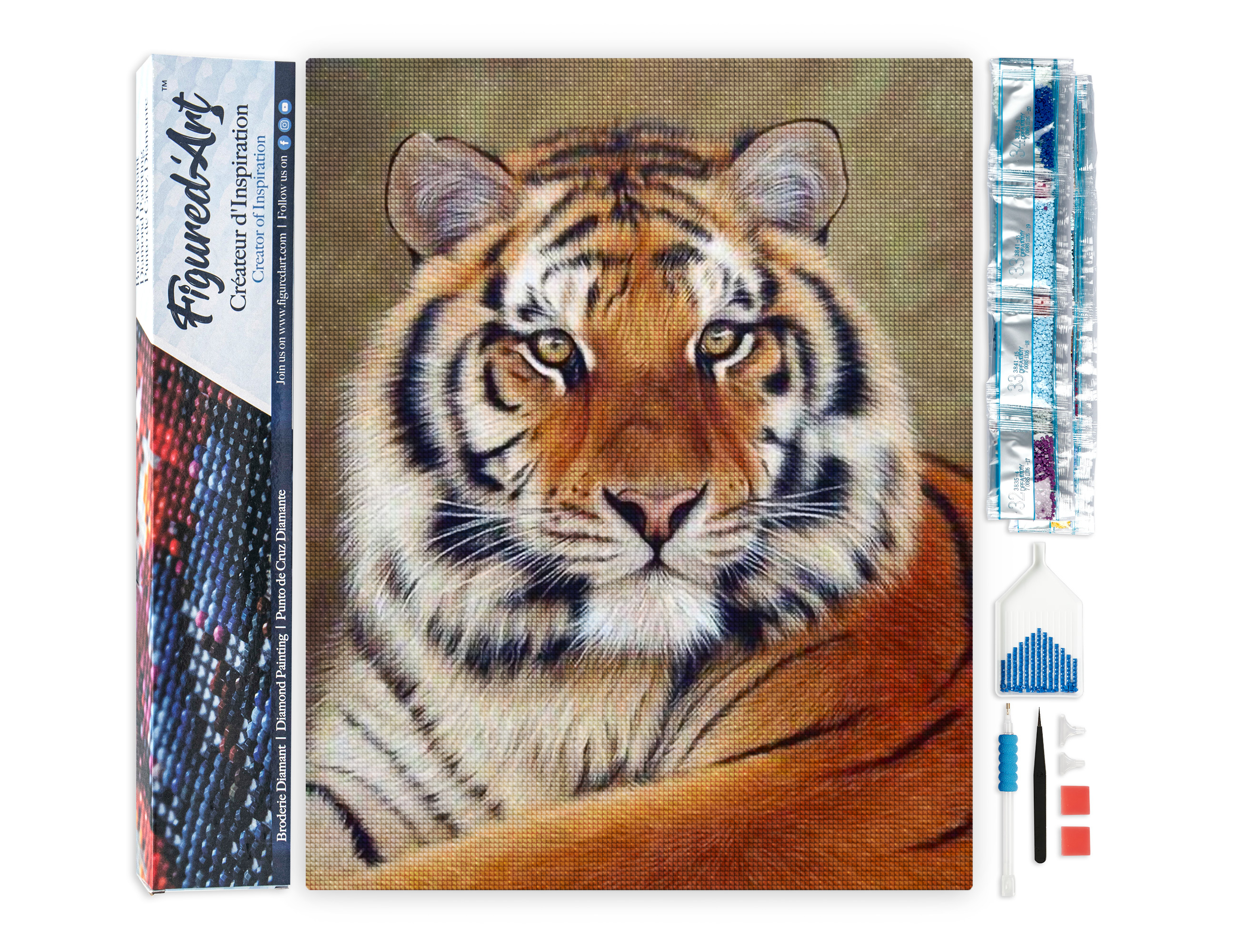 Diamond painting regard de tigre