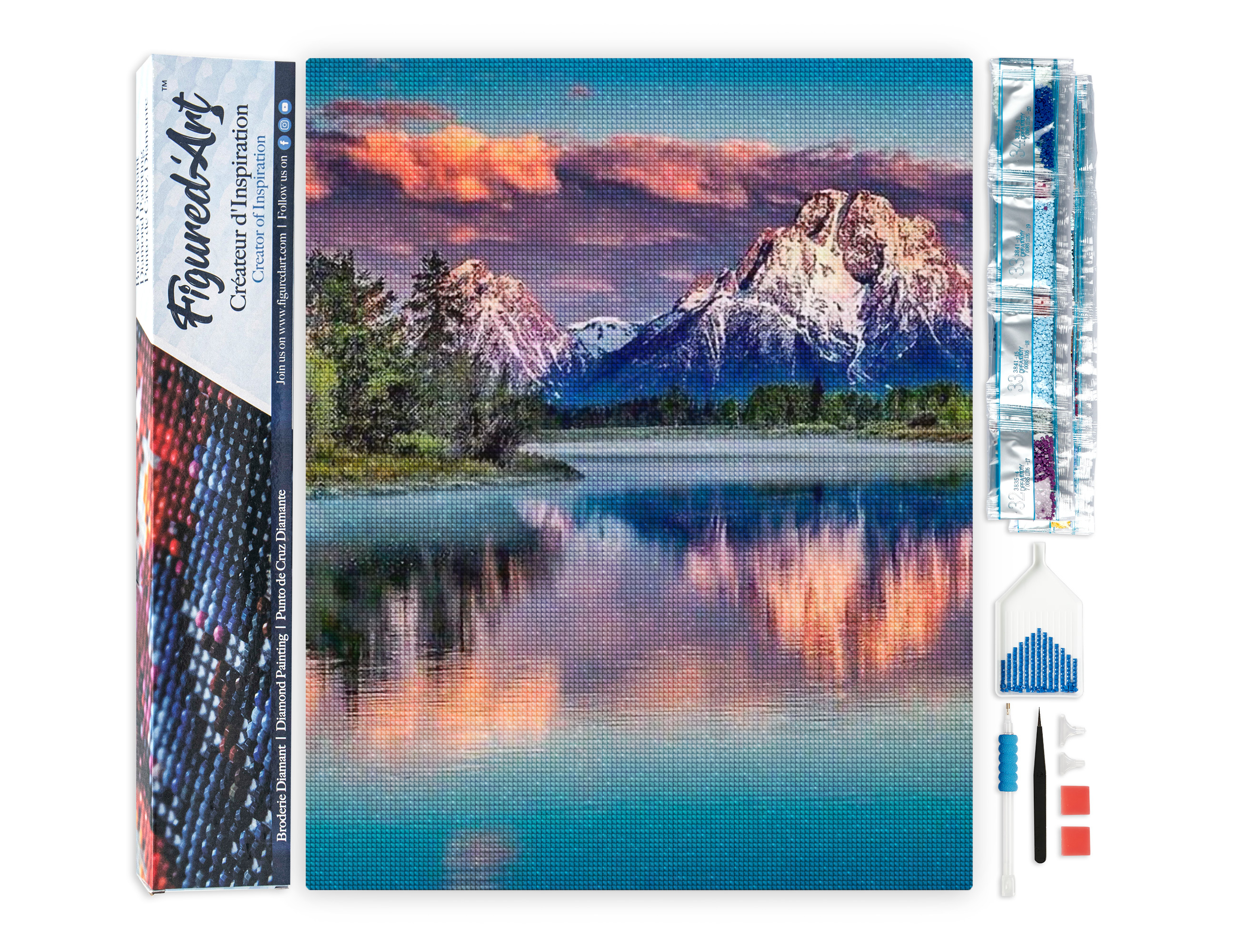 Diamond painting paysage montagne et lac