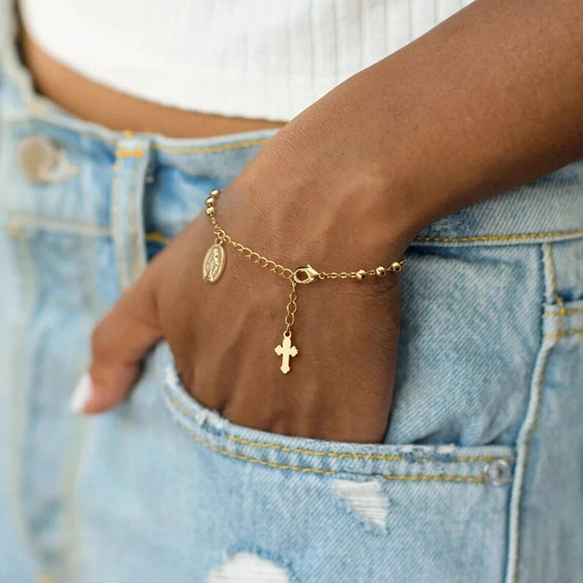 Bracelet religieux vierge marie
