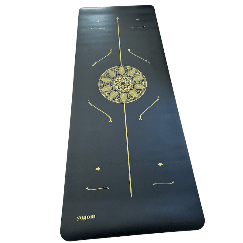 Tapis de yoga star mandala noir gold