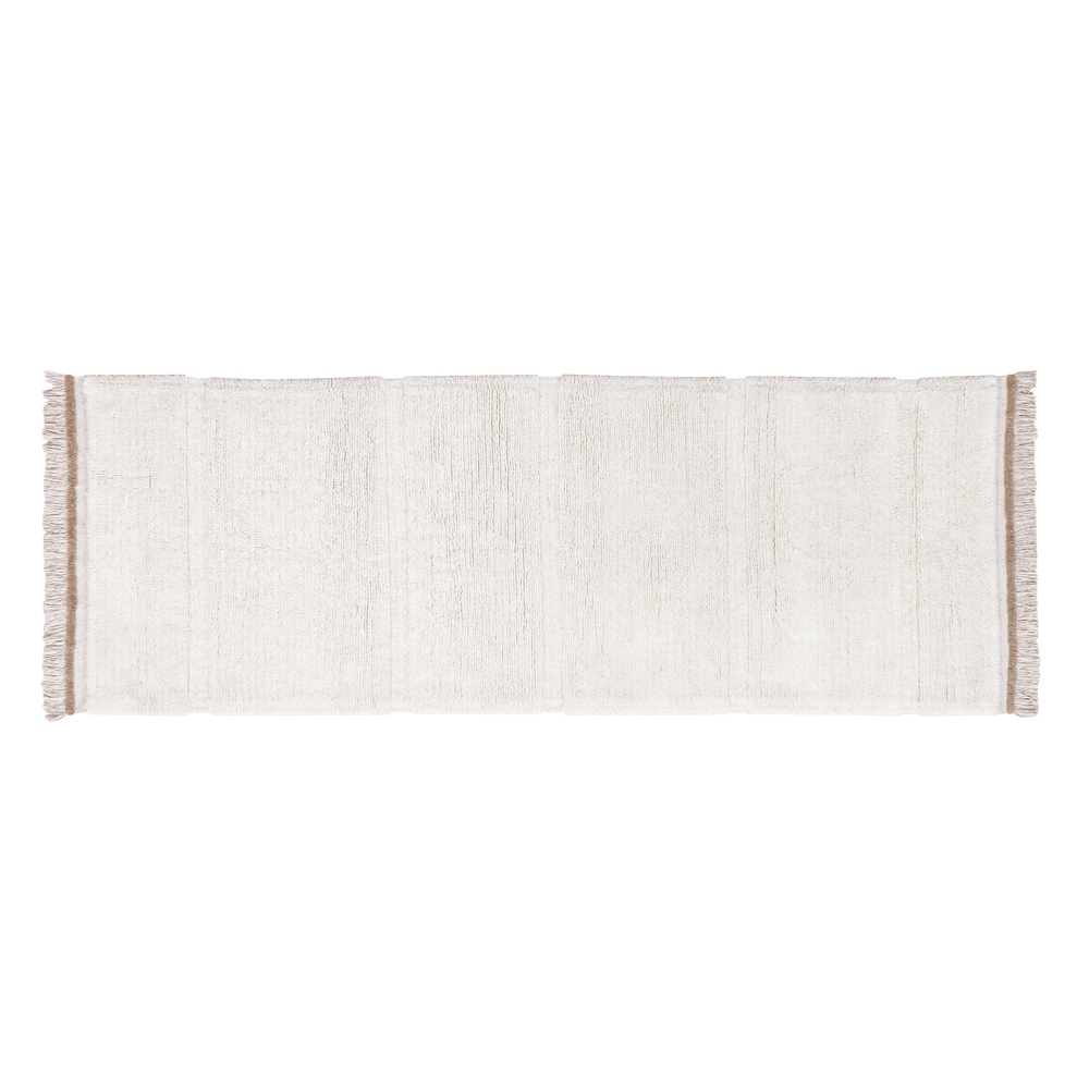 Tapis lavable en laine blanc 80x230 cm