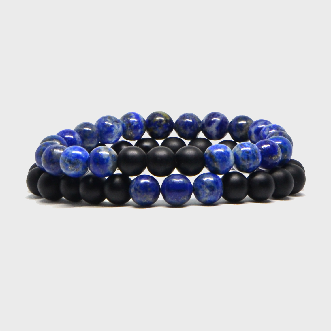 Duo de bracelets noirs et lapis lazuli